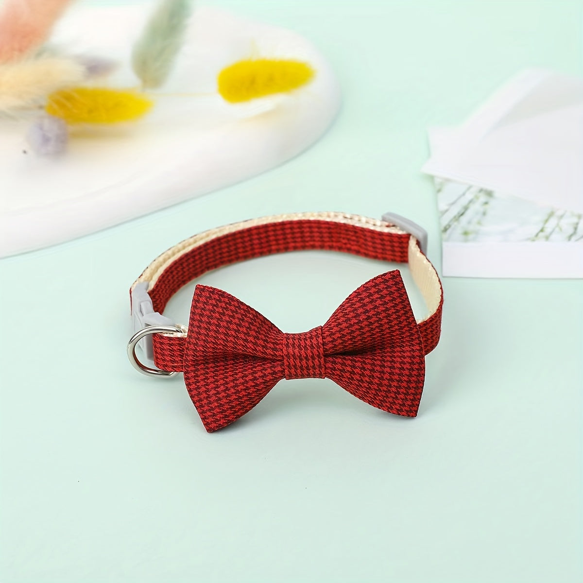 1pc Stylish Adjustable Plaid Cat Collar with Bow Tie - Fashionable Cats Collars for Holiday Dress Up, Everyday Wear, and Pet Photography - Soft, Comfortable, and Adjustable Design