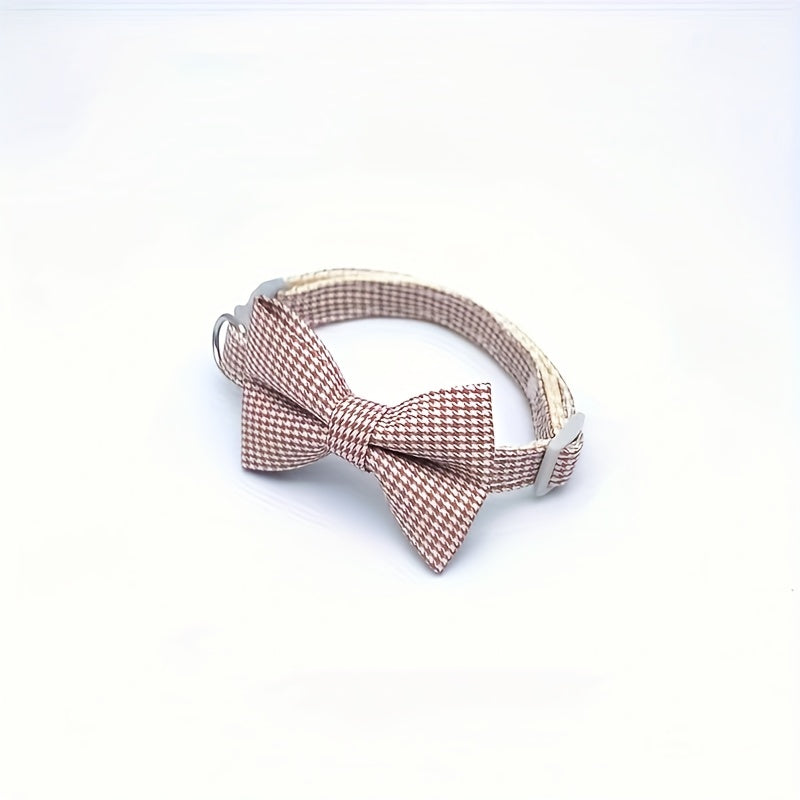 1pc Stylish Adjustable Plaid Cat Collar with Bow Tie - Fashionable Cats Collars for Holiday Dress Up, Everyday Wear, and Pet Photography - Soft, Comfortable, and Adjustable Design