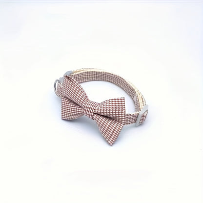 1pc Stylish Adjustable Plaid Cat Collar with Bow Tie - Fashionable Cats Collars for Holiday Dress Up, Everyday Wear, and Pet Photography - Soft, Comfortable, and Adjustable Design