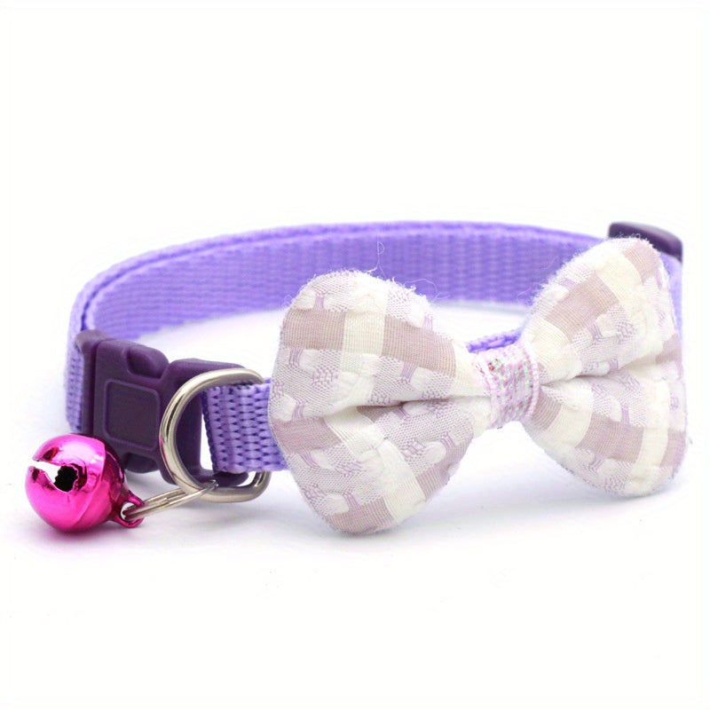 1pc Stylish Adjustable Plaid Cat Collar with Bow Tie - Fashionable Cats Collars for Holiday Dress Up, Everyday Wear, and Pet Photography - Soft, Comfortable, and Adjustable Design