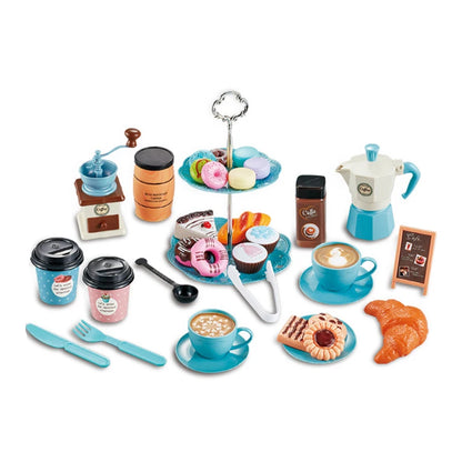 Kids Simulation Afternoon Tea Toys Set DIY Pretend Play Kitchen Toys Food Coffee Machine Dessert Play House Toys For Girls Kids