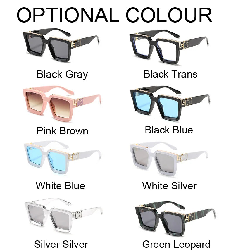Vintage Square Sunglasses Man Woman Driver Shades Male Sun Glasses Fashion Gradient Big Frame Outdoor Oculos De Sol Masculino