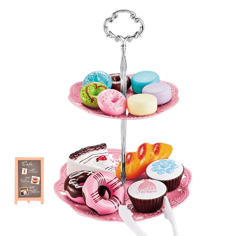 Kids Simulation Afternoon Tea Toys Set DIY Pretend Play Kitchen Toys Food Coffee Machine Dessert Play House Toys For Girls Kids
