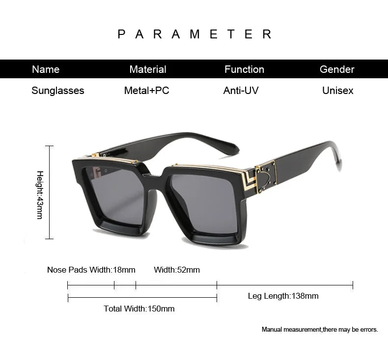 Vintage Square Sunglasses Man Woman Driver Shades Male Sun Glasses Fashion Gradient Big Frame Outdoor Oculos De Sol Masculino