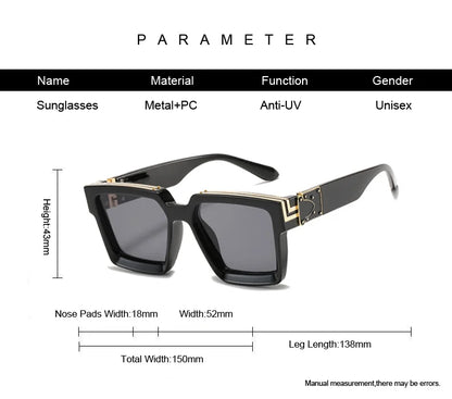 Vintage Square Sunglasses Man Woman Driver Shades Male Sun Glasses Fashion Gradient Big Frame Outdoor Oculos De Sol Masculino