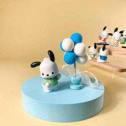 Sanrio Pochacco Go To School Cartoon Anime Figure Doll Model Decorate Action Figures Hobbies Children's Toys Christmas Gift