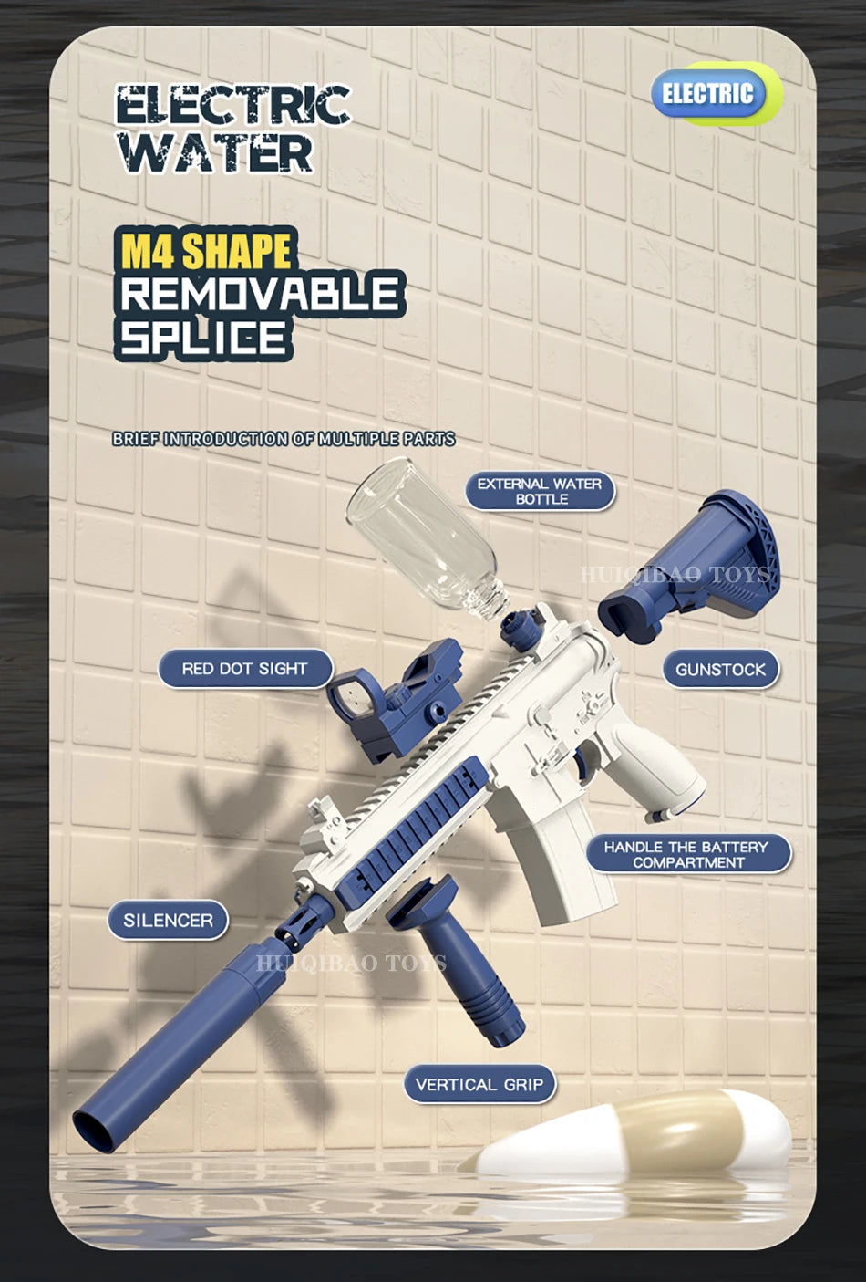 Kids M416 Auto Electric Water Gun Waters Fight Firing Pistol Toy Summer Outdoor Beach Shooting Game Children's Toys Boys Gifts