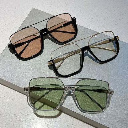 Women Vintage Oversized Sunglasses Fashion Men Square UV400 Shades Eyewear Unisex Trendy Ins Luxury Design Sun Glasses Goggles