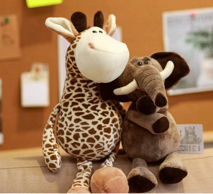 25CM Kawaii Jungle Animal Plush Toys Forest Animal Plush Dog Zebra Elephant Lion Fox Giraffe Children's Toys Doll Birthday Gift