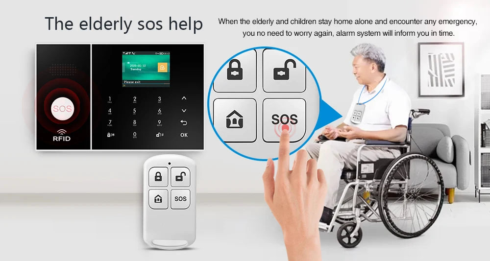 Wireless Home Alarm System Phone 4G Wifi Residential alarm Tuya Smart Home Child Safety protection Anti-theft Camera automation