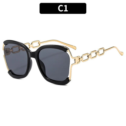 Designer Overisze Sunglasses For Woman Black Women's Fashion Metal Party Sun Glasses Big Frame Sale With Case Brown Green Red