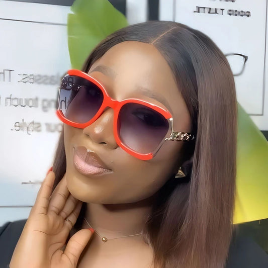 Designer Overisze Sunglasses For Woman Black Women's Fashion Metal Party Sun Glasses Big Frame Sale With Case Brown Green Red