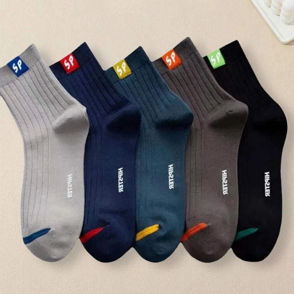 2/5/10 Pairs Men Knitted Anti Odor Round Neck Socks Sports Sweat Absorbing Breathable Soft Comfortable Business Casual Socks