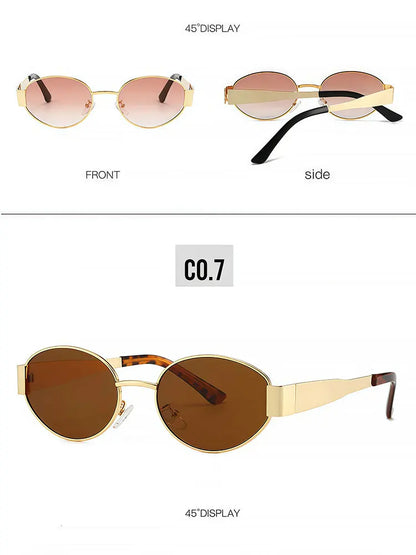 Luxury brand metal sunglasses for men and women unisex designer fashion sun glasses Oval unisex Stylish Eyewear shades UV400