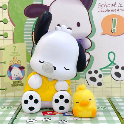 Sanrio Pochacco Go To School Cartoon Anime Figure Doll Model Decorate Action Figures Hobbies Children's Toys Christmas Gift