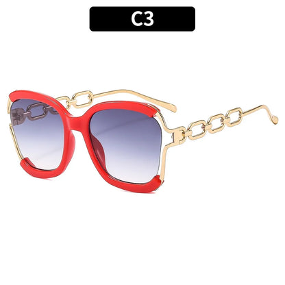 Designer Overisze Sunglasses For Woman Black Women's Fashion Metal Party Sun Glasses Big Frame Sale With Case Brown Green Red
