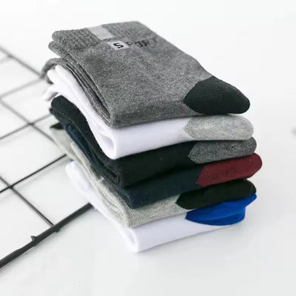 2/5/10 Pairs Men Knitted Anti Odor Round Neck Socks Sports Sweat Absorbing Breathable Soft Comfortable Business Casual Socks