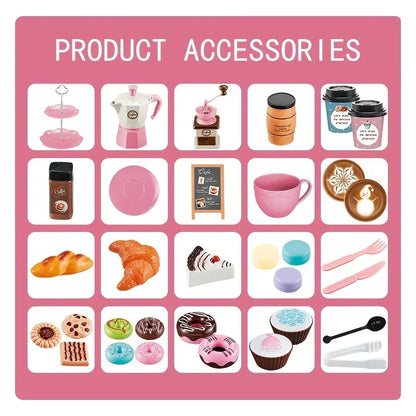 Kids DIY Pretend Play Kitchen Toys Simulation Afternoon Tea Set Food Coffee Machine Dessert  Puzzle Toys For Boys Girls Gift