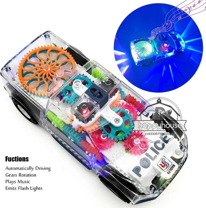 Baby toys Toddler Police Car Electric Vehicle Toy Auto Driving Transparent Gears Music Lights Cars Toys for Kids Boys