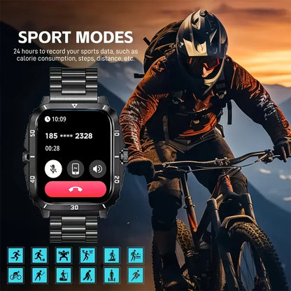 2025 New Smart Watch Sports Style USB Charging Alloy Case Stainless Steel Strap Wireless With Call Reminder Weather Function