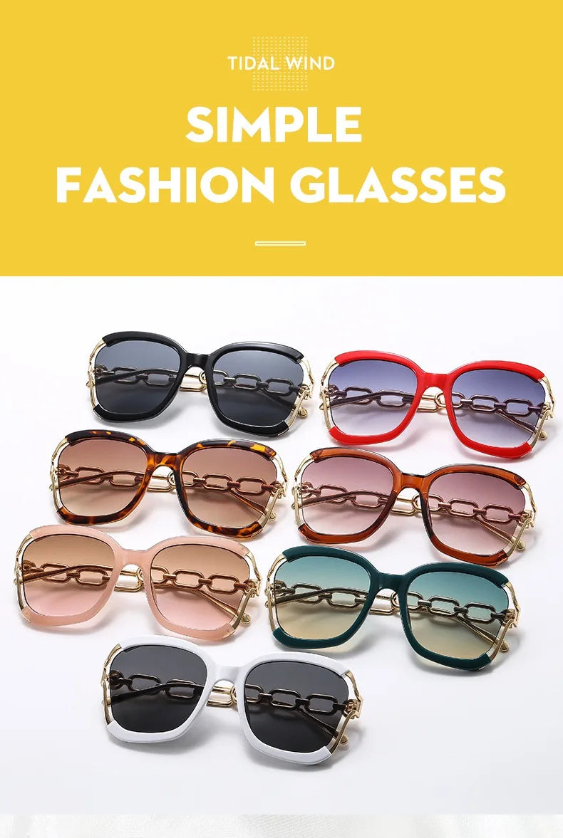 Designer Overisze Sunglasses For Woman Black Women's Fashion Metal Party Sun Glasses Big Frame Sale With Case Brown Green Red
