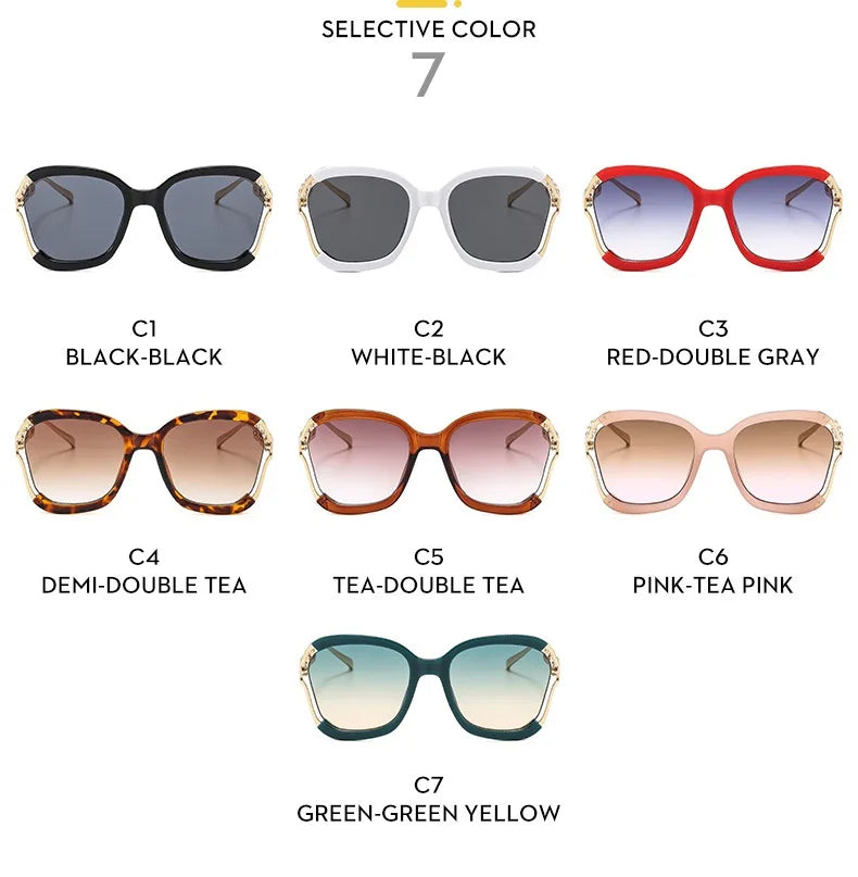 Designer Overisze Sunglasses For Woman Black Women's Fashion Metal Party Sun Glasses Big Frame Sale With Case Brown Green Red
