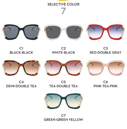 Designer Overisze Sunglasses For Woman Black Women's Fashion Metal Party Sun Glasses Big Frame Sale With Case Brown Green Red