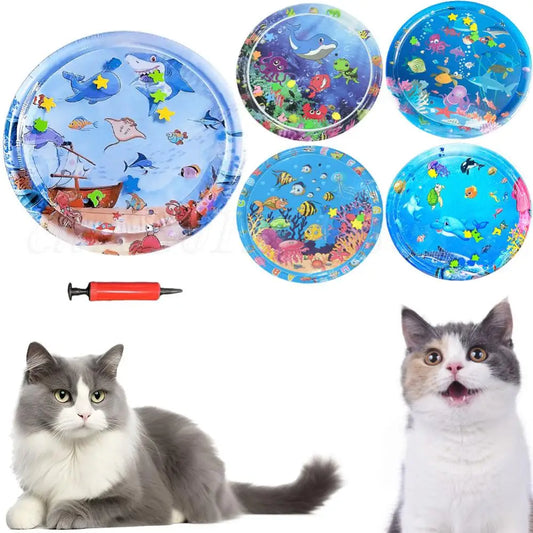 Water Play Mat For Cats Water Mat For Cat And Dog Thickened Water Sensory Playmat Pet Play Water Sensory Pad Summer Cooling Pet