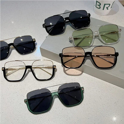 Women Vintage Oversized Sunglasses Fashion Men Square UV400 Shades Eyewear Unisex Trendy Ins Luxury Design Sun Glasses Goggles