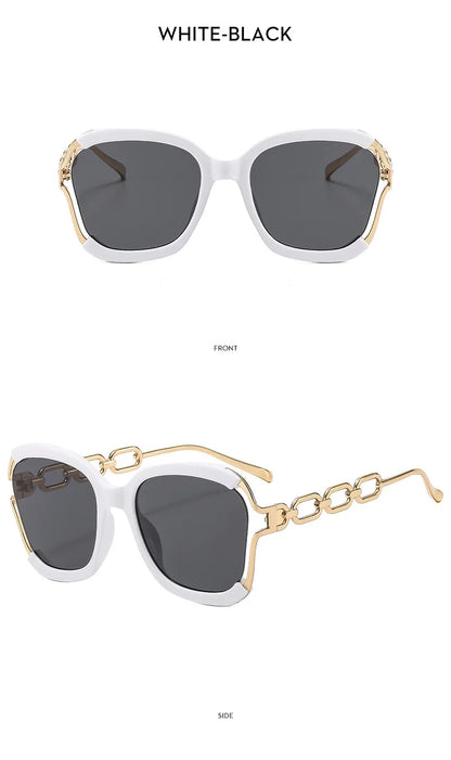 Designer Overisze Sunglasses For Woman Black Women's Fashion Metal Party Sun Glasses Big Frame Sale With Case Brown Green Red