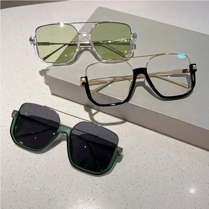Women Vintage Oversized Sunglasses Fashion Men Square UV400 Shades Eyewear Unisex Trendy Ins Luxury Design Sun Glasses Goggles