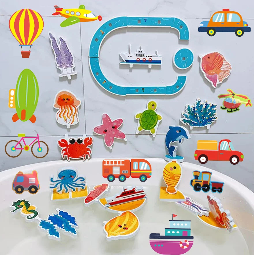 Baby Bath Toys Fun Foam Animals Cognitive Floating Toy Traffic Bathroom Bathtub Toys for Babies Gifts Kids Early Educational Toy