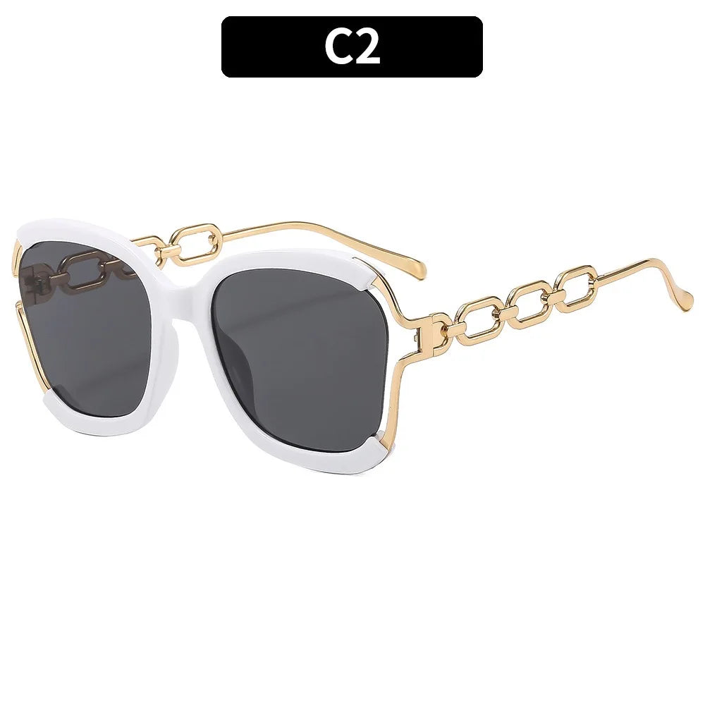 Designer Overisze Sunglasses For Woman Black Women's Fashion Metal Party Sun Glasses Big Frame Sale With Case Brown Green Red