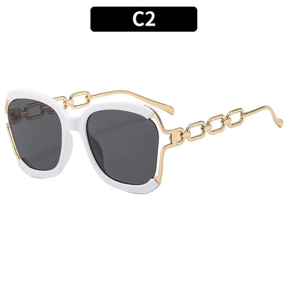 Designer Overisze Sunglasses For Woman Black Women's Fashion Metal Party Sun Glasses Big Frame Sale With Case Brown Green Red