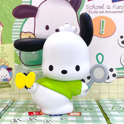 Sanrio Pochacco Go To School Cartoon Anime Figure Doll Model Decorate Action Figures Hobbies Children's Toys Christmas Gift
