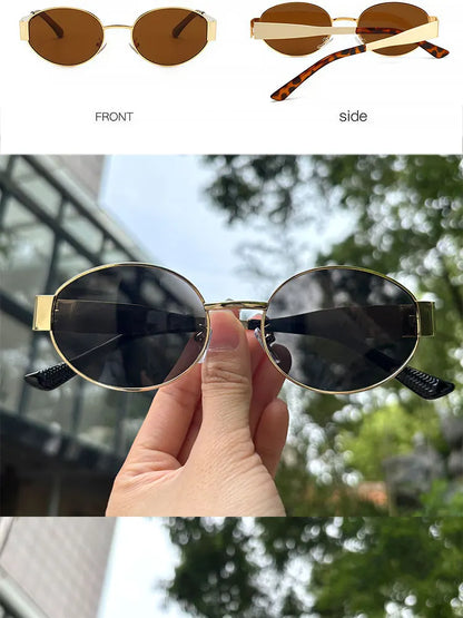 Luxury brand metal sunglasses for men and women unisex designer fashion sun glasses Oval unisex Stylish Eyewear shades UV400