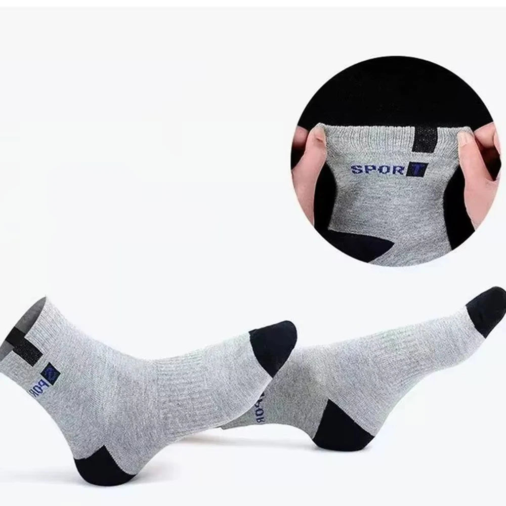 2/5/10 Pairs Men Knitted Anti Odor Round Neck Socks Sports Sweat Absorbing Breathable Soft Comfortable Business Casual Socks