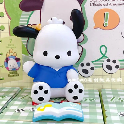 Sanrio Pochacco Go To School Cartoon Anime Figure Doll Model Decorate Action Figures Hobbies Children's Toys Christmas Gift