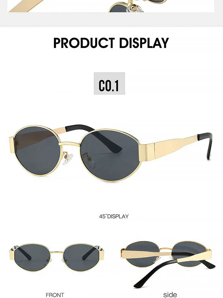 Luxury brand metal sunglasses for men and women unisex designer fashion sun glasses Oval unisex Stylish Eyewear shades UV400
