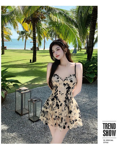 2024 New Swimsuit for Women Soaking in Hot Springs, One-piece Skirt Style with Belly Covering, Slimming and Sexy Bikini Swimwear
