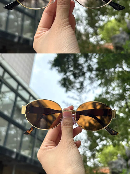 Luxury brand metal sunglasses for men and women unisex designer fashion sun glasses Oval unisex Stylish Eyewear shades UV400
