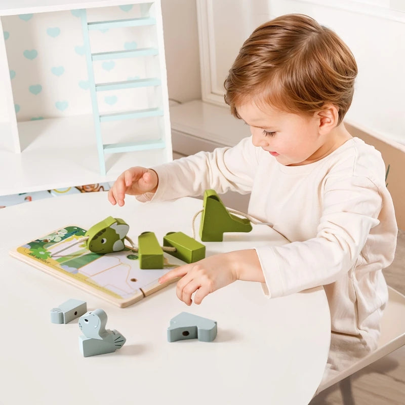 Baby Animal Threading Toys Wooden Stacking Toys Blocks Board Games Wooden Toys Baby Animal Stringing Threading Beads Toys Gift