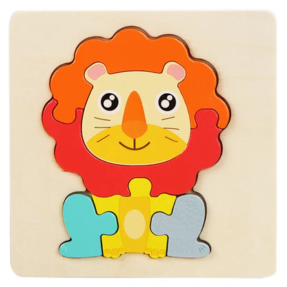 3D Wooden Baby Toys Puzzle Cartoon Animal Intelligence Cognitive Jigsaw Wood Puzzle Early Educational Toys For Baby
