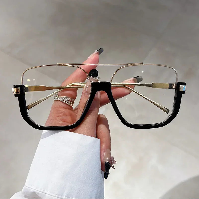 Women Vintage Oversized Sunglasses Fashion Men Square UV400 Shades Eyewear Unisex Trendy Ins Luxury Design Sun Glasses Goggles