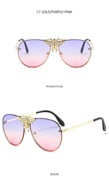 2022 Fashion Modern Oversized Sunglasses For Women Men Luxury Designer Sun Glasses Bee Decoration Trengding Shades UV400
