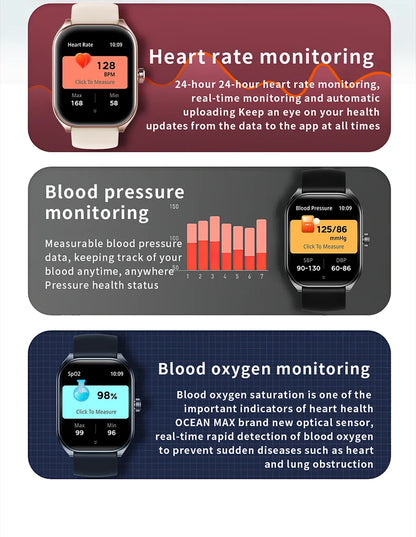 2025 Smart Watch 2.01" IPS HD Display | IP68 Waterproof | Bluetooth 5.3 | 3D Curved Glass | Smart Features:Voice Assistant