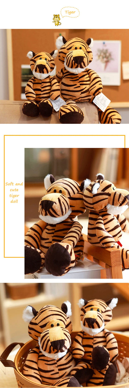 25CM Kawaii Jungle Animal Plush Toys Forest Animal Plush Dog Zebra Elephant Lion Fox Giraffe Children's Toys Doll Birthday Gift