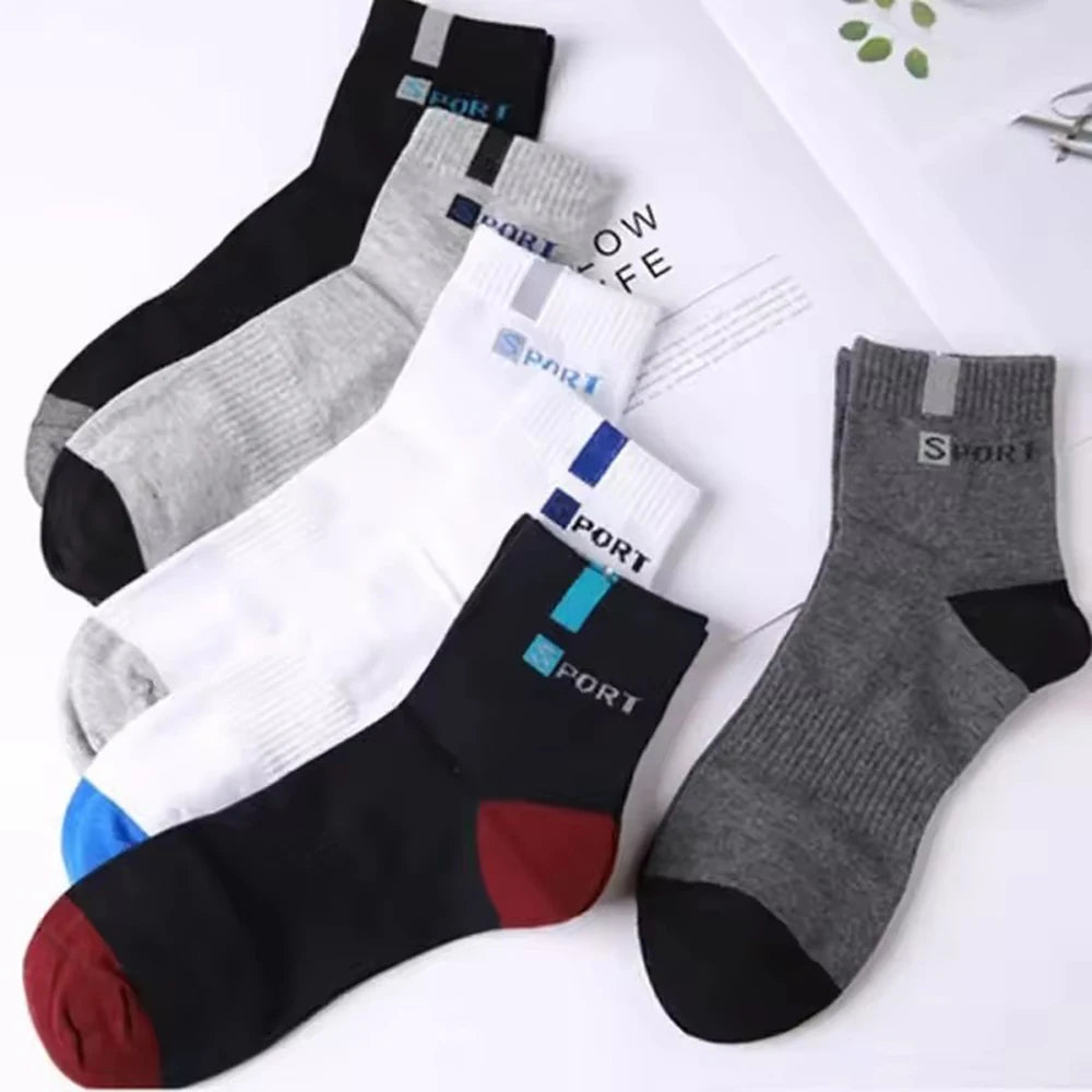 2/5/10 Pairs Men Knitted Anti Odor Round Neck Socks Sports Sweat Absorbing Breathable Soft Comfortable Business Casual Socks
