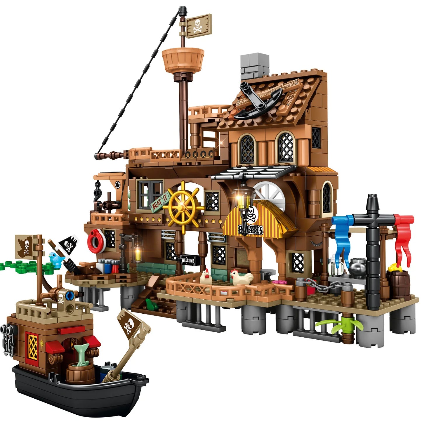573pcs Ideas Pirate Ship Model Building Blocks Set,Halloween Christmas Gifts,Children'S Toys,Compatible With Legoed Particles