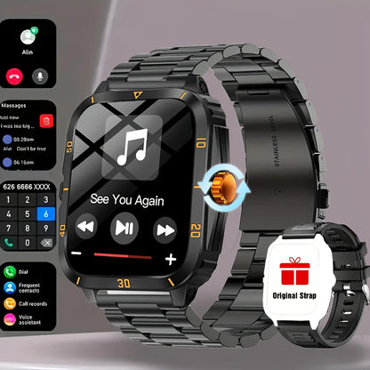 2025 New Smart Watch Sports Style USB Charging Alloy Case Stainless Steel Strap Wireless With Call Reminder Weather Function